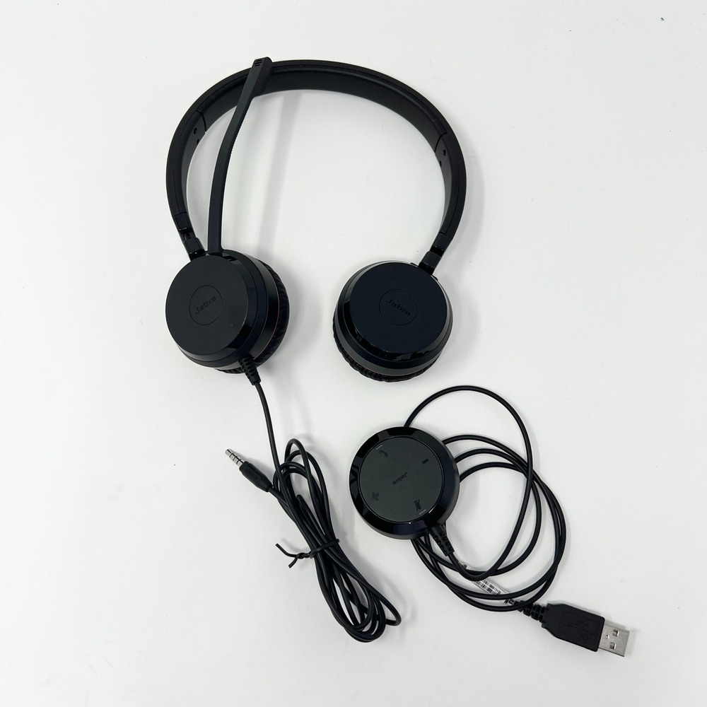 Jabra Evolve 40 Wired Stereo On-Ear Headset USB-A 3.5mm Black Noise Canceling‎